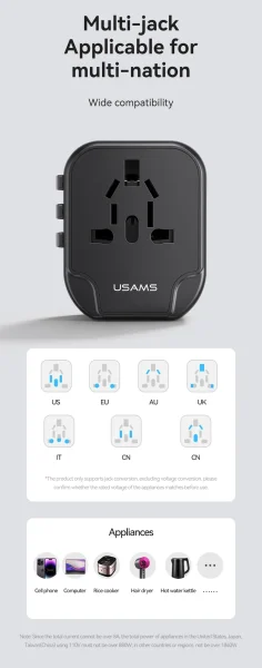 Usams T55 12W Dual USB Universal Travel Charger